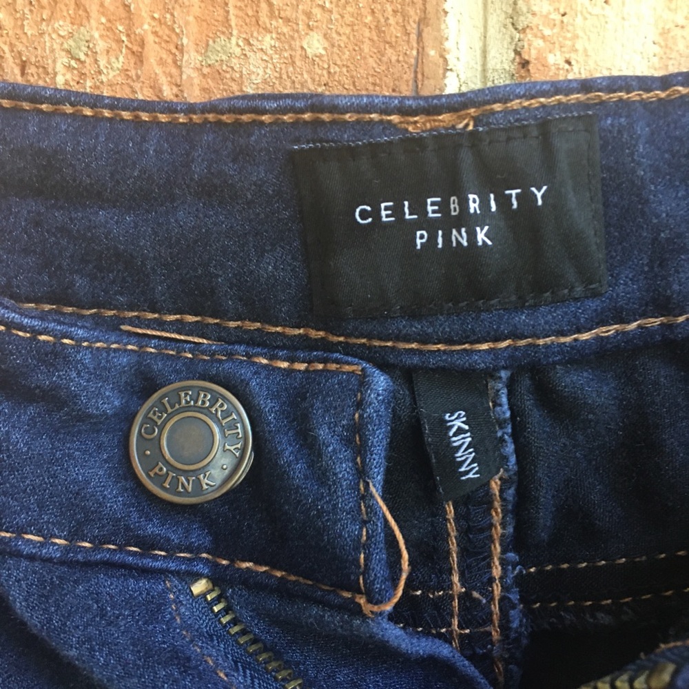 Celebrity Pink Dark Wash Skinny Jeggings - Picture 2 of 4